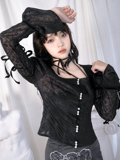 Daytoday Butterfly Jacquard Tie Strap Slim Fit Versatile Camisole Top