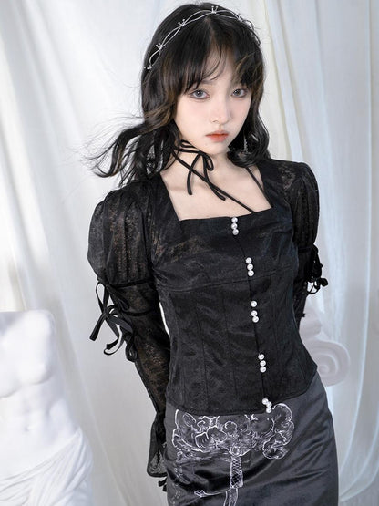 Daytoday Butterfly Jacquard Tie Strap Slim Fit Versatile Camisole Top