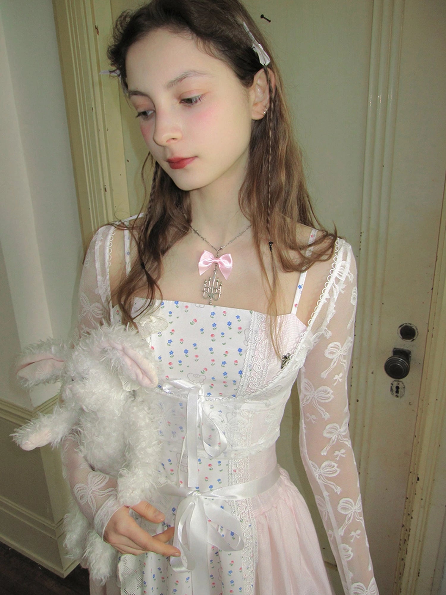 Butterfly Lace Bow Print Sun Protection Top