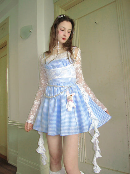 Butterfly Lace Bow Print Sun Protection Top