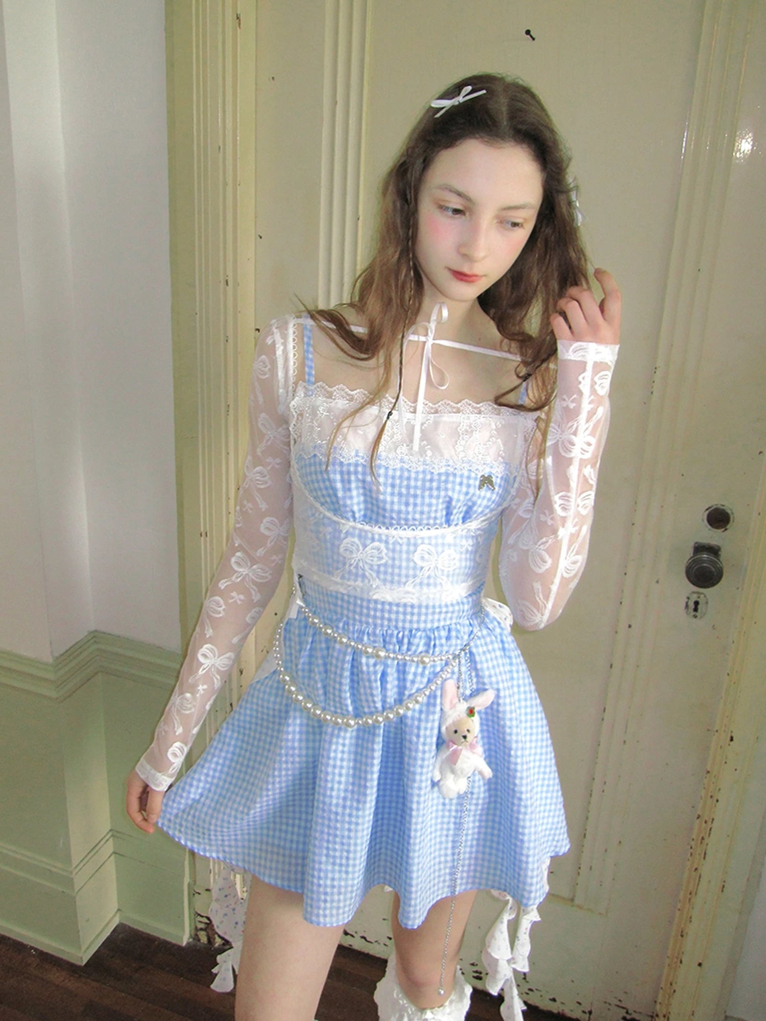 Butterfly Lace Bow Print Sun Protection Top