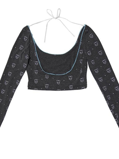 Daytoday Butterfly Lace Bow Print Sun Protection Top
