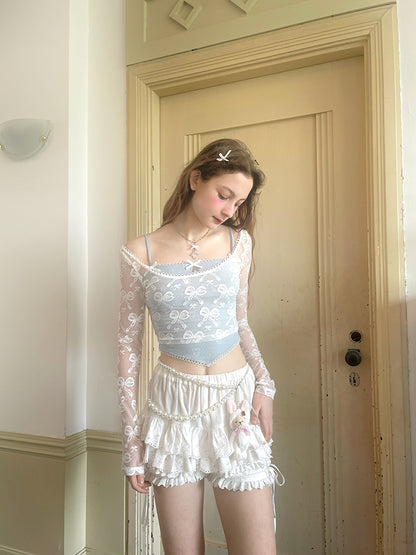 Daytoday Butterfly Lace Bow Print Sun Protection Top