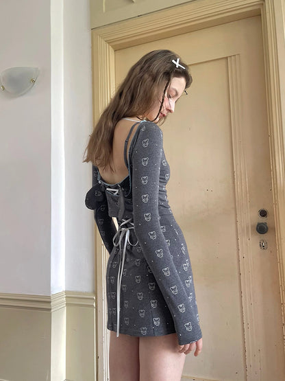 Butterfly Lace Bow Print Sun Protection Top