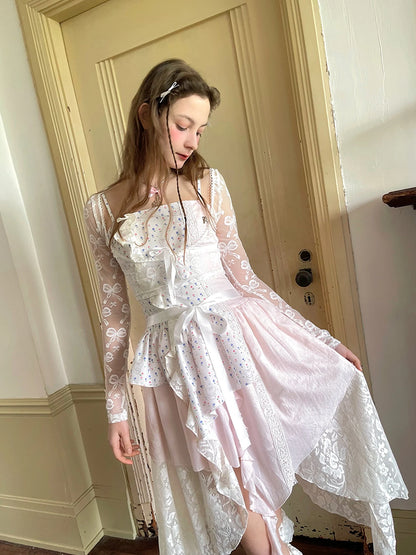 Butterfly Lace Bow Print Sun Protection Top