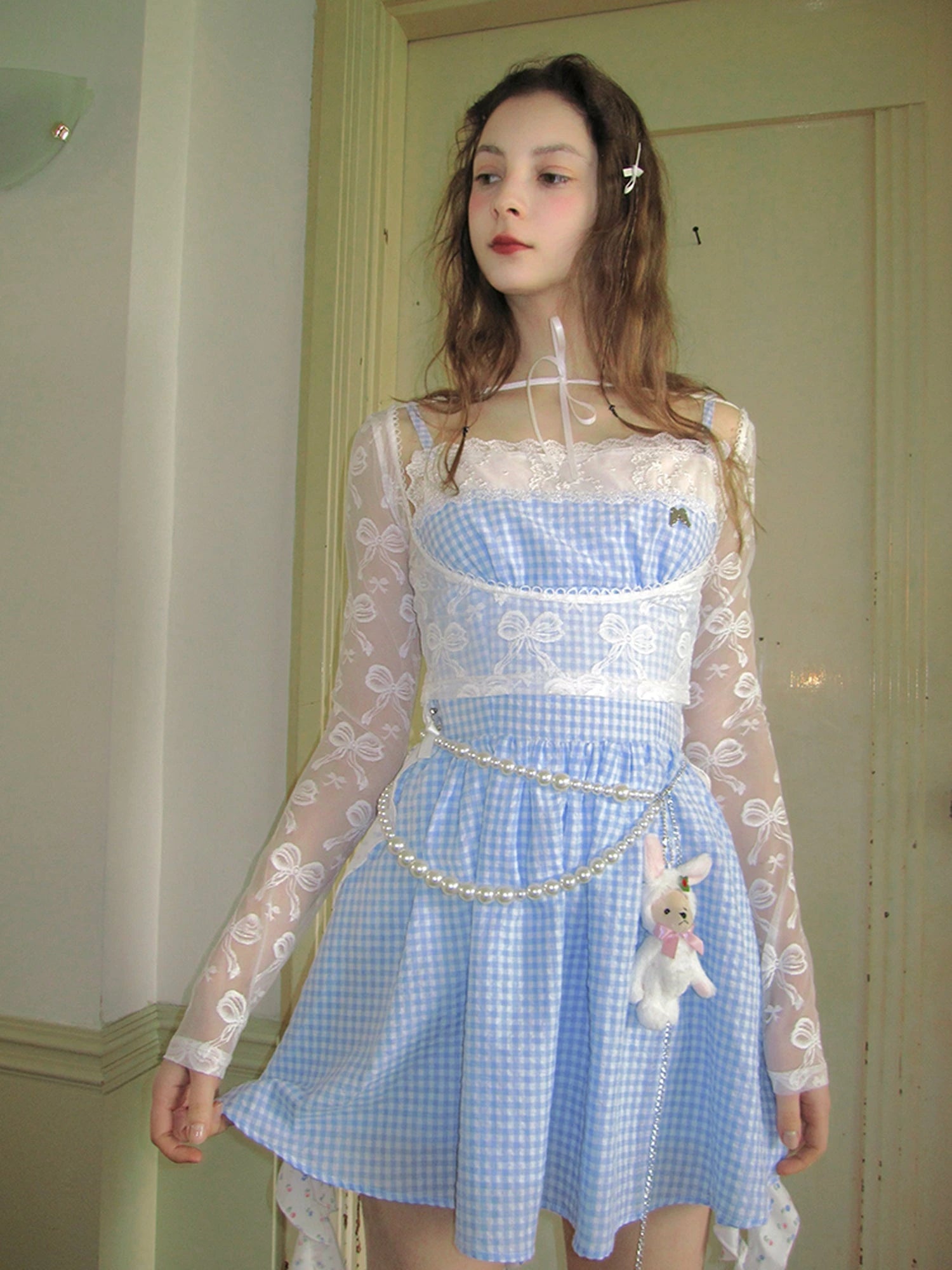 Butterfly Lace Bow Print Sun Protection Top