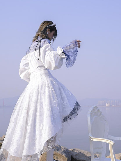 Daytoday Butterfly Lace Velvet Dress Inspired By Les Fleurs Du Mal V-Neck T-Shirt Long-Sleeve