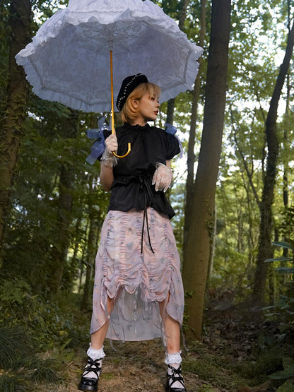 Daytoday Butterfly Print Drawstring Skirt