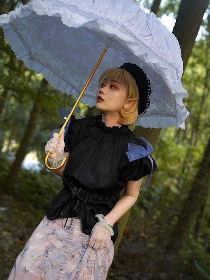 Butterfly Print Drawstring Skirt