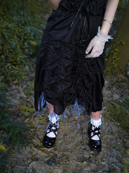 Butterfly Print Drawstring Skirt