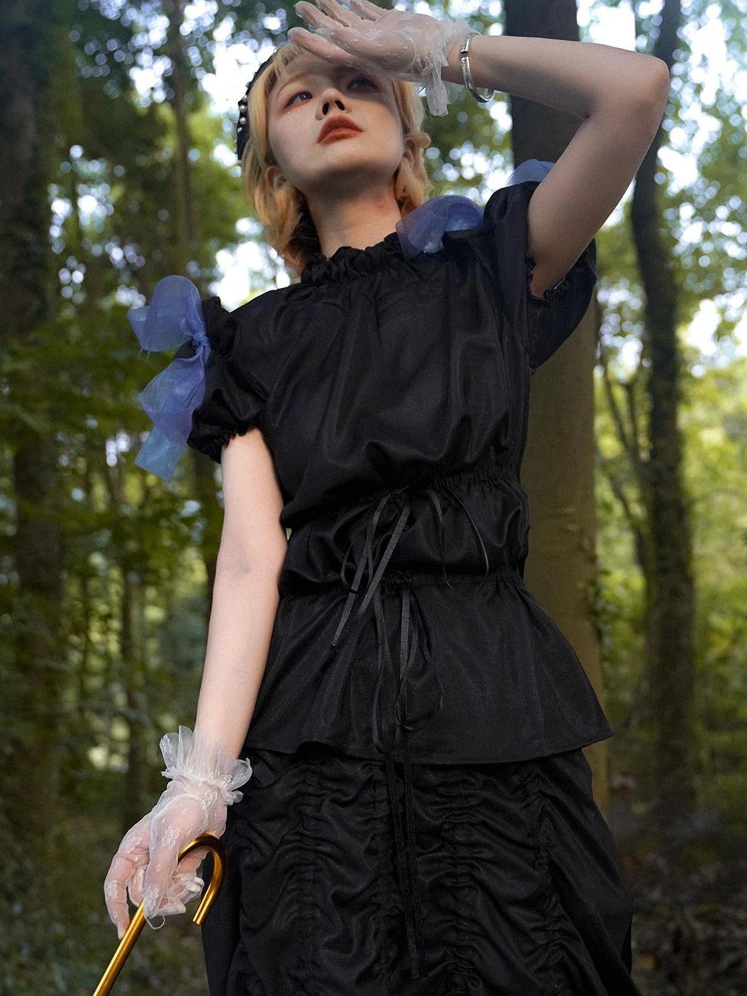 Butterfly Print Drawstring Skirt