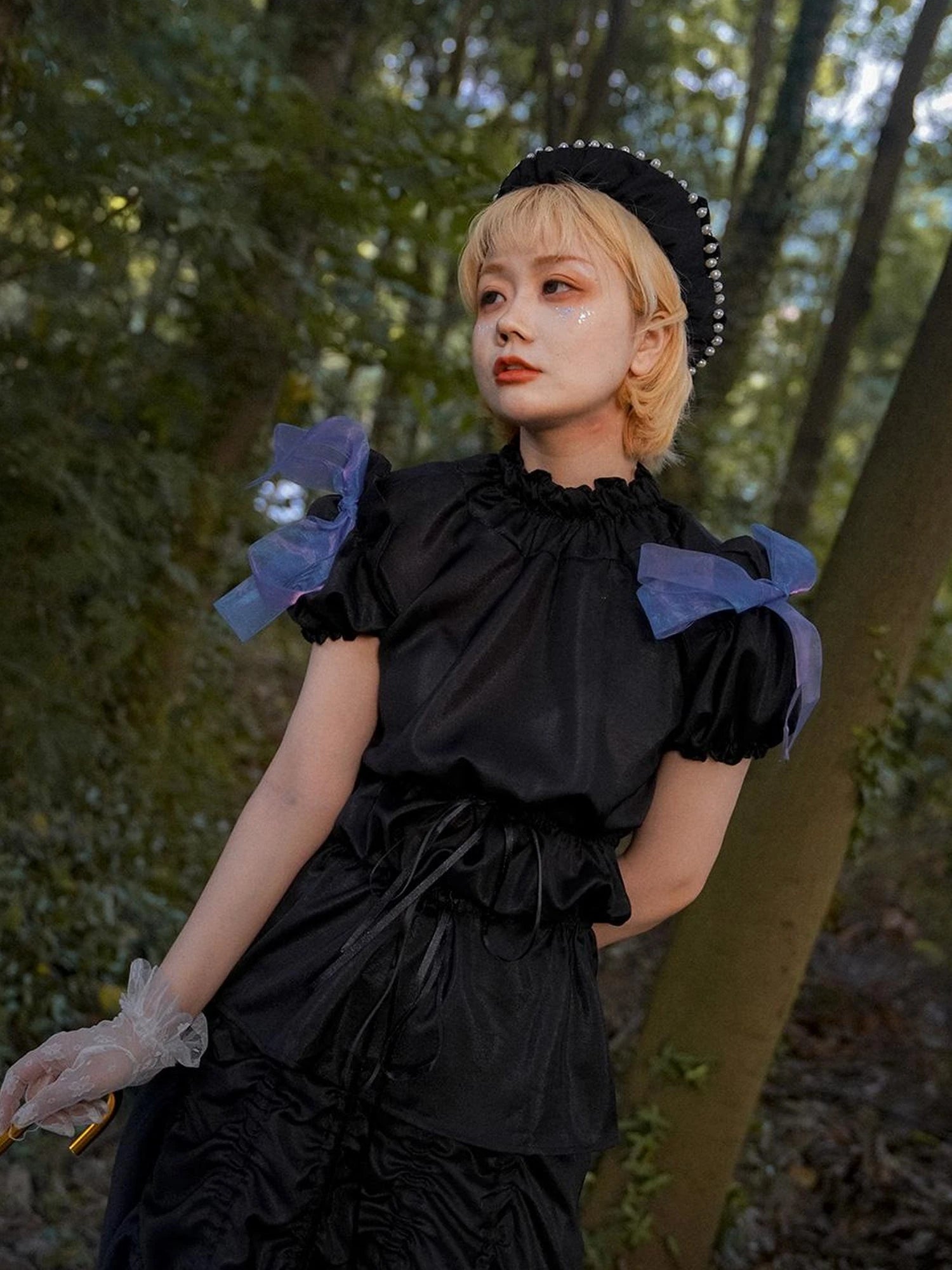 Butterfly Print Drawstring Skirt