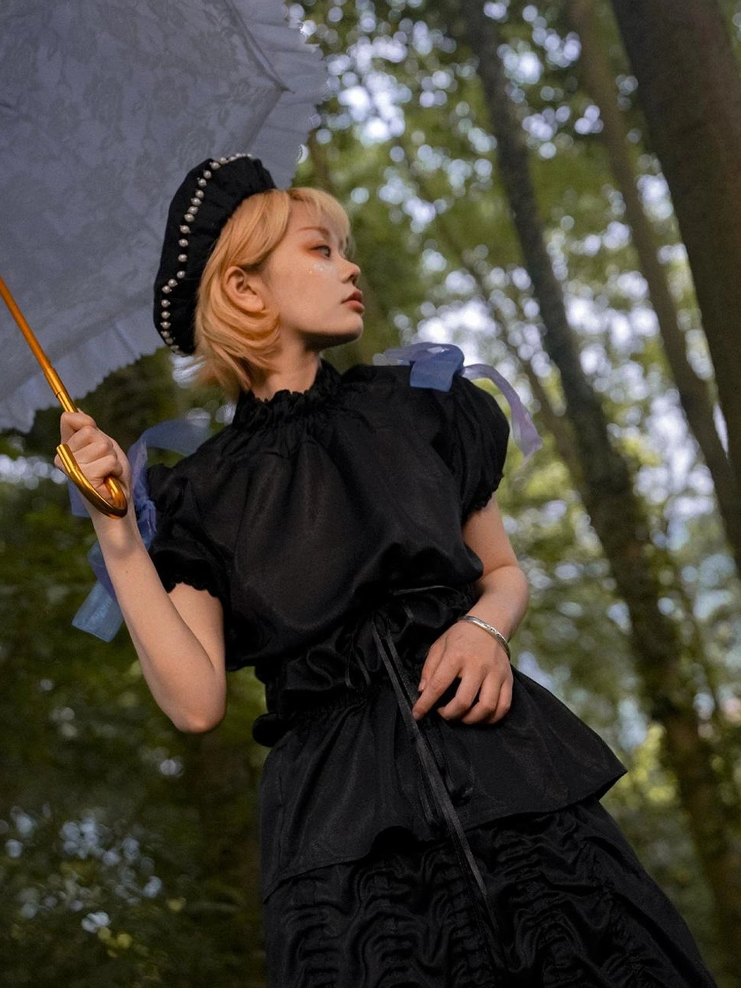 Butterfly Print Drawstring Skirt