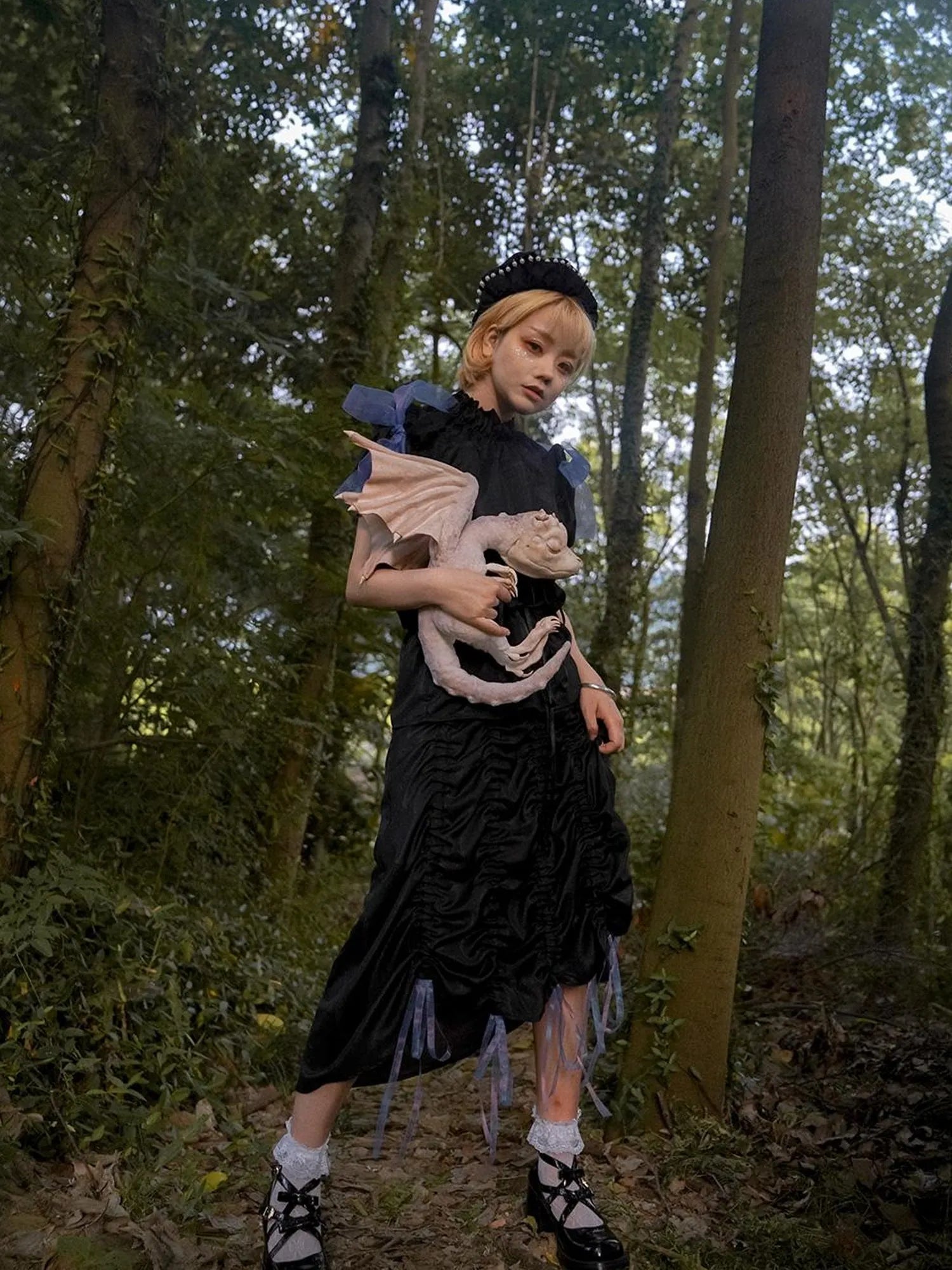 Butterfly Print Drawstring Skirt