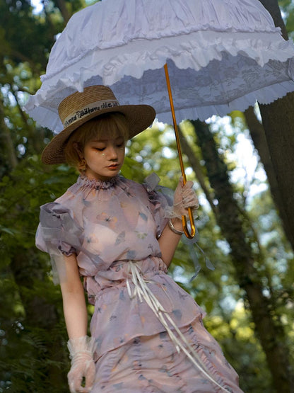 Daytoday Butterfly Print Drawstring Skirt