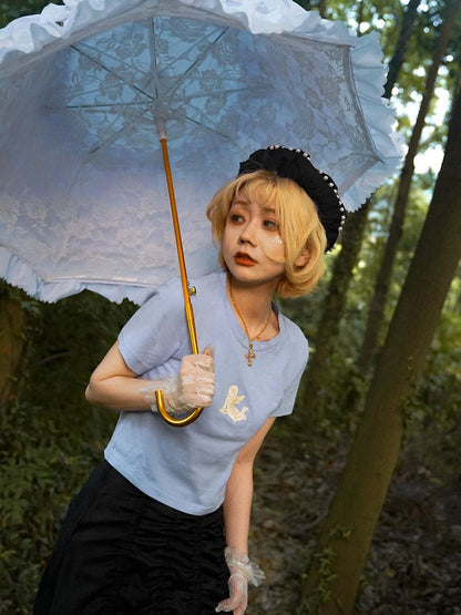 Butterfly Print Drawstring Skirt