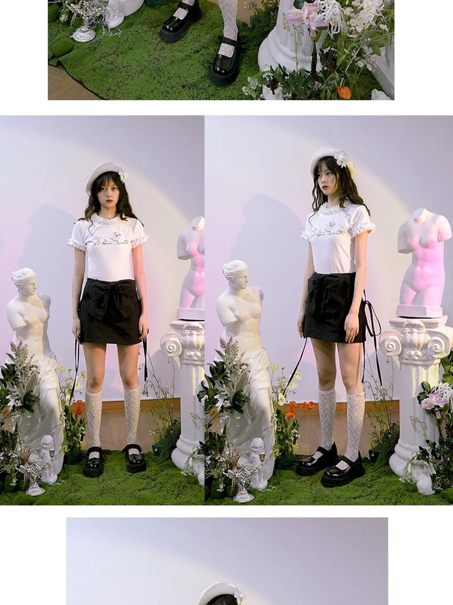 Butterfly Print Embroidered T Shirt With Lace Trim