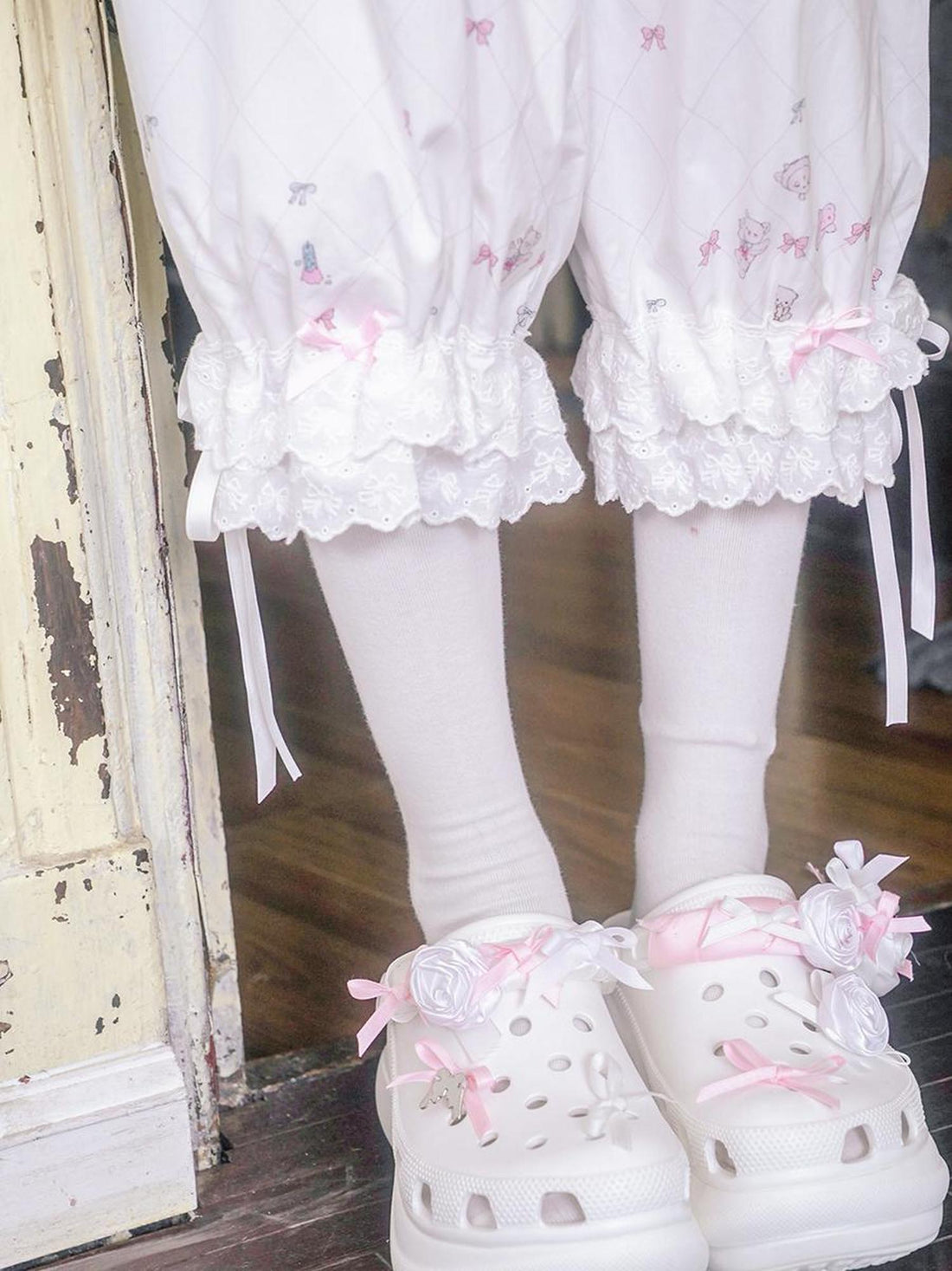 Daytoday Cotton Bow Print Mid Length Sleep Pants
