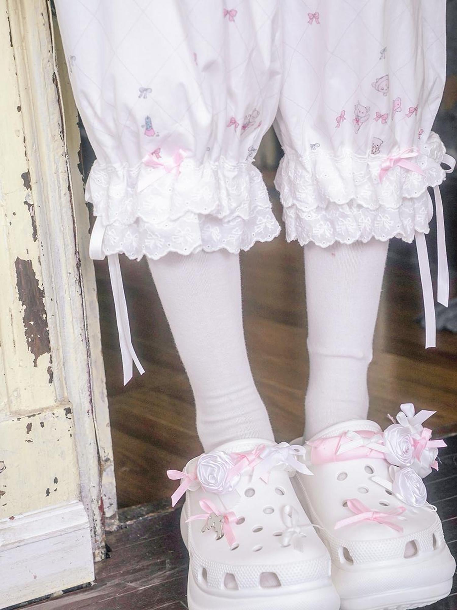 Daytoday Cotton Bow Print Mid Length Sleep Pants