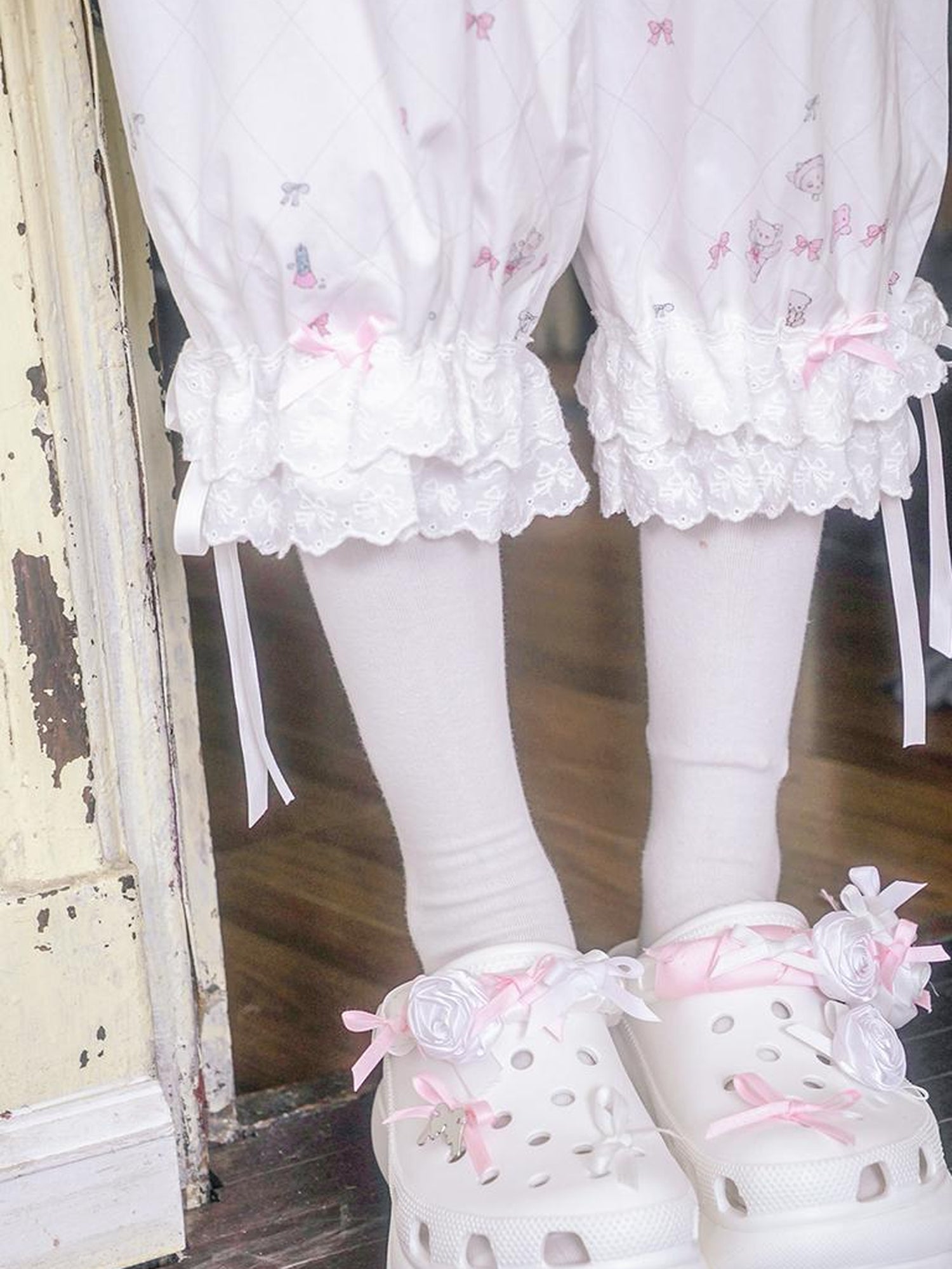 Daytoday Cotton Bow Print Mid Length Sleep Pants