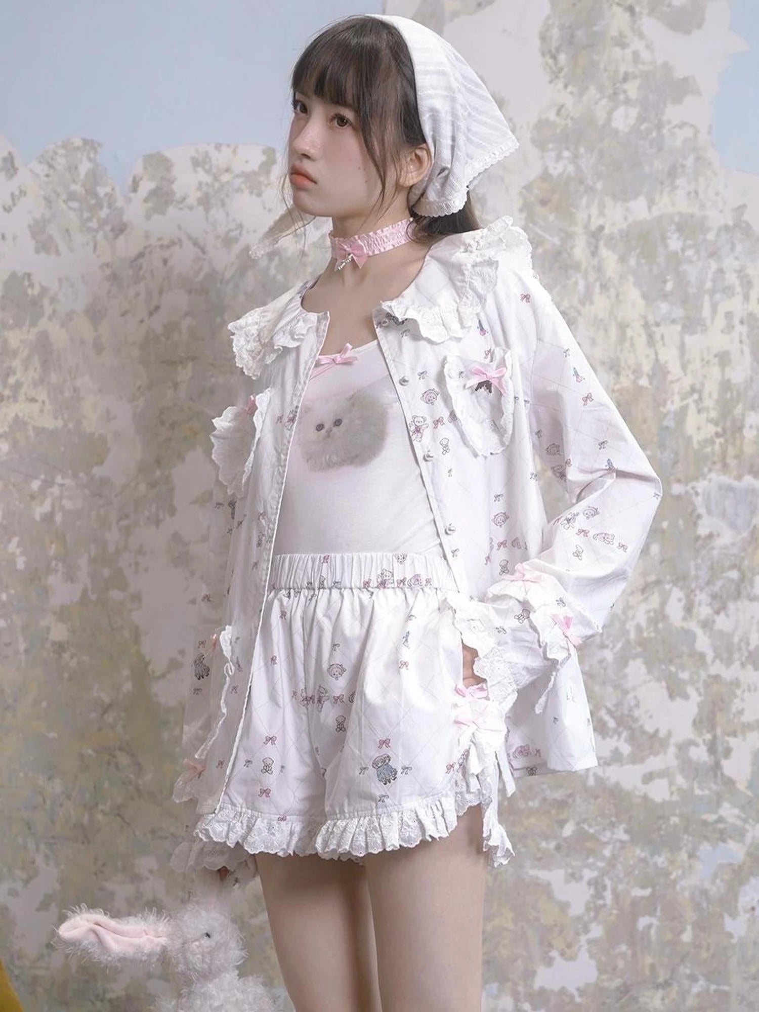 Cotton Bow Print Sleep Shorts