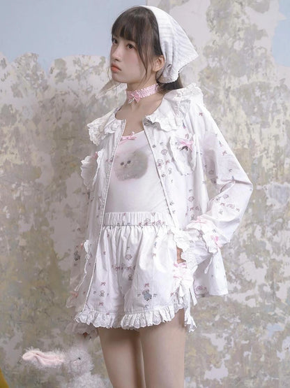 Cotton Bow Print Sleep Shorts