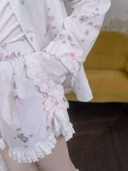 Cotton Bow Print Sleep Shorts