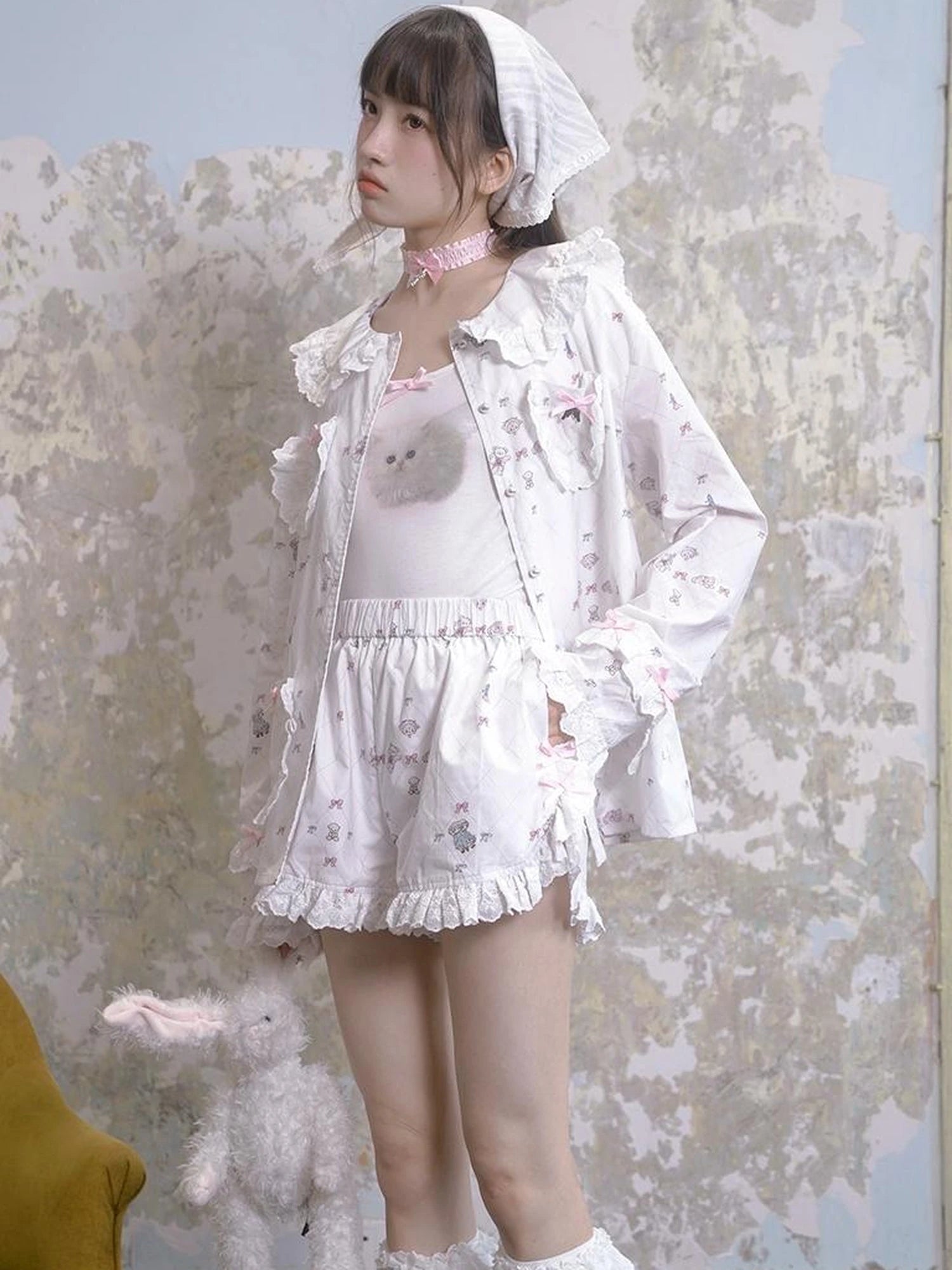 Cotton Bow Print Sleep Shorts