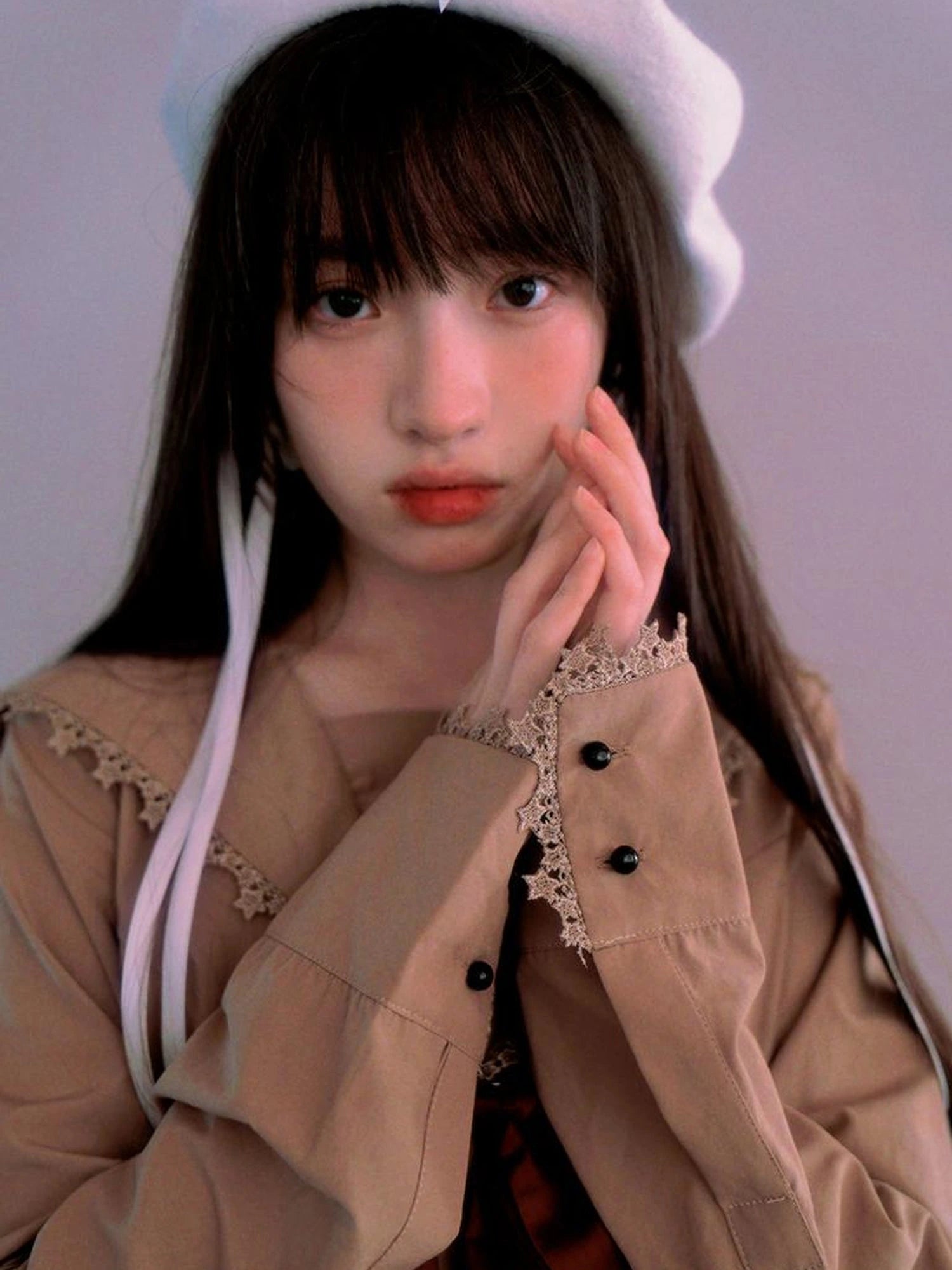 Cotton Sailor Bow Ruffle Hem Long Sleeve Dress