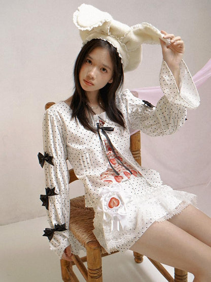 Daytoday Cream Lace Trim Bendable Steel Wire Rabbit Ear Bow Women&