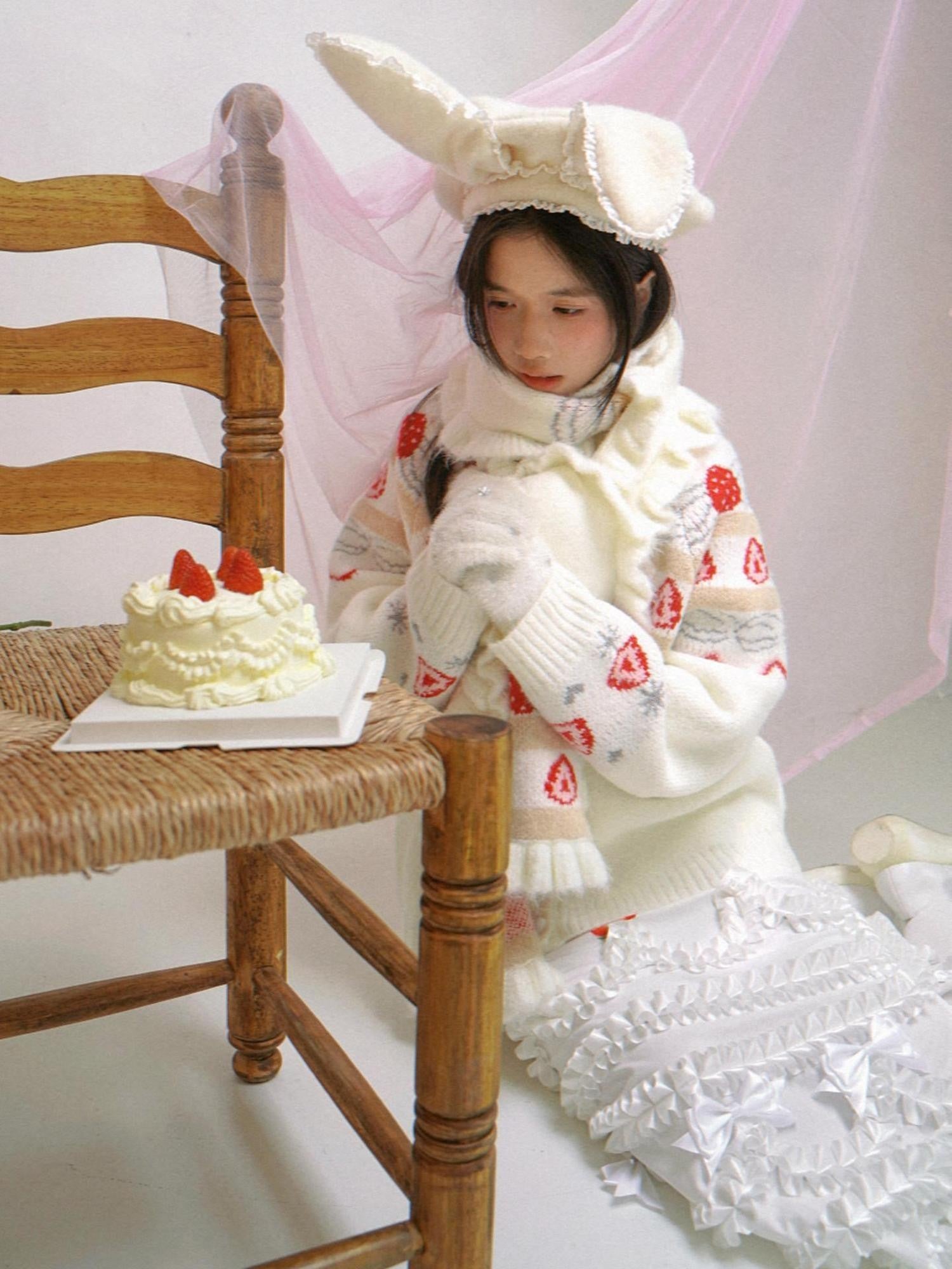 Daytoday Cream Lace Trim Bendable Steel Wire Rabbit Ear Bow Women&