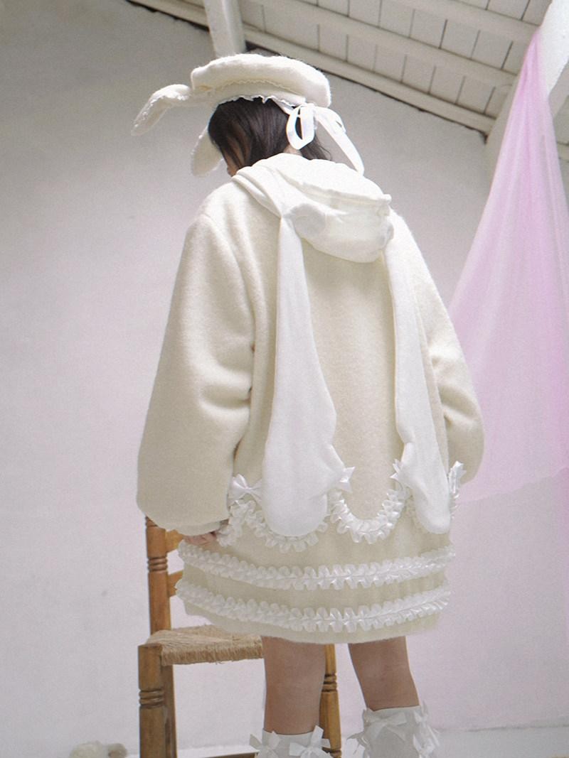Daytoday Cream Lace Trim Puff Sleeve Round Neck Loose Fit Women&