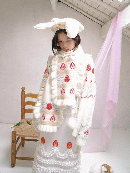Daytoday Cream Strawberry Jacquard Ruffle Women&