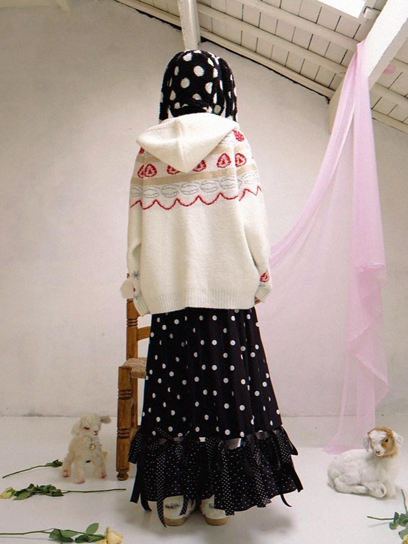 Daytoday Creamy Strawberry Jacquard Hooded Women&
