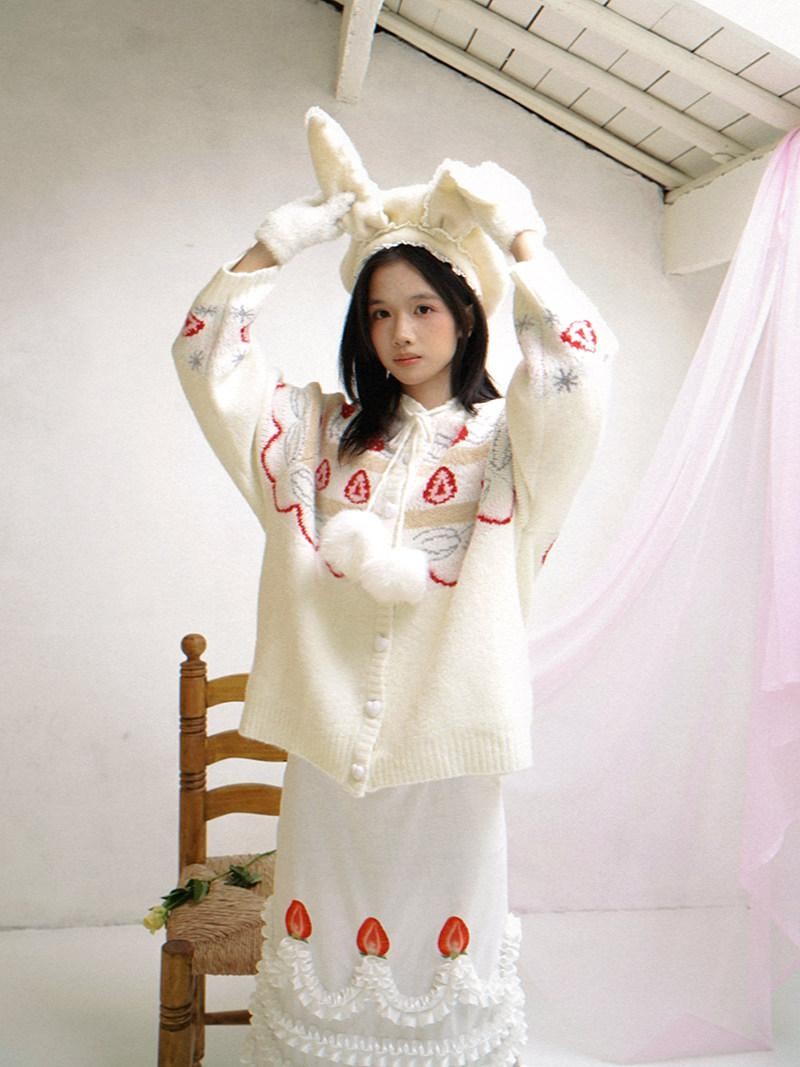 Daytoday Creamy Strawberry Jacquard Hooded Women&