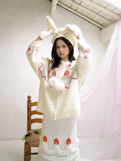 Daytoday Creamy Strawberry Jacquard Hooded Women&
