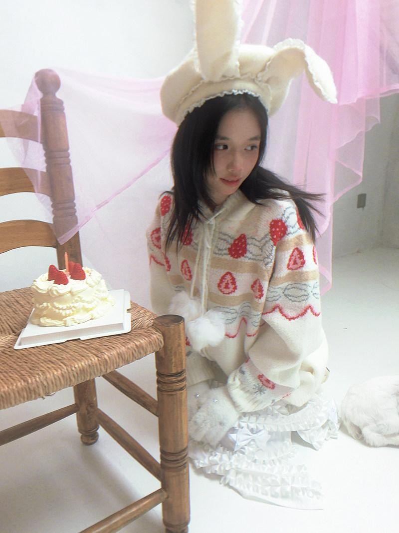 Daytoday Creamy Strawberry Jacquard Hooded Women&