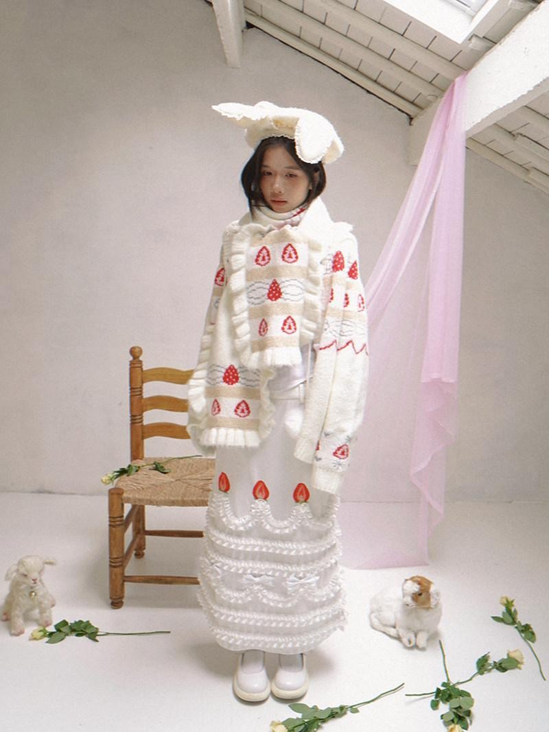 Daytoday Creamy Strawberry Jacquard Hooded Women&