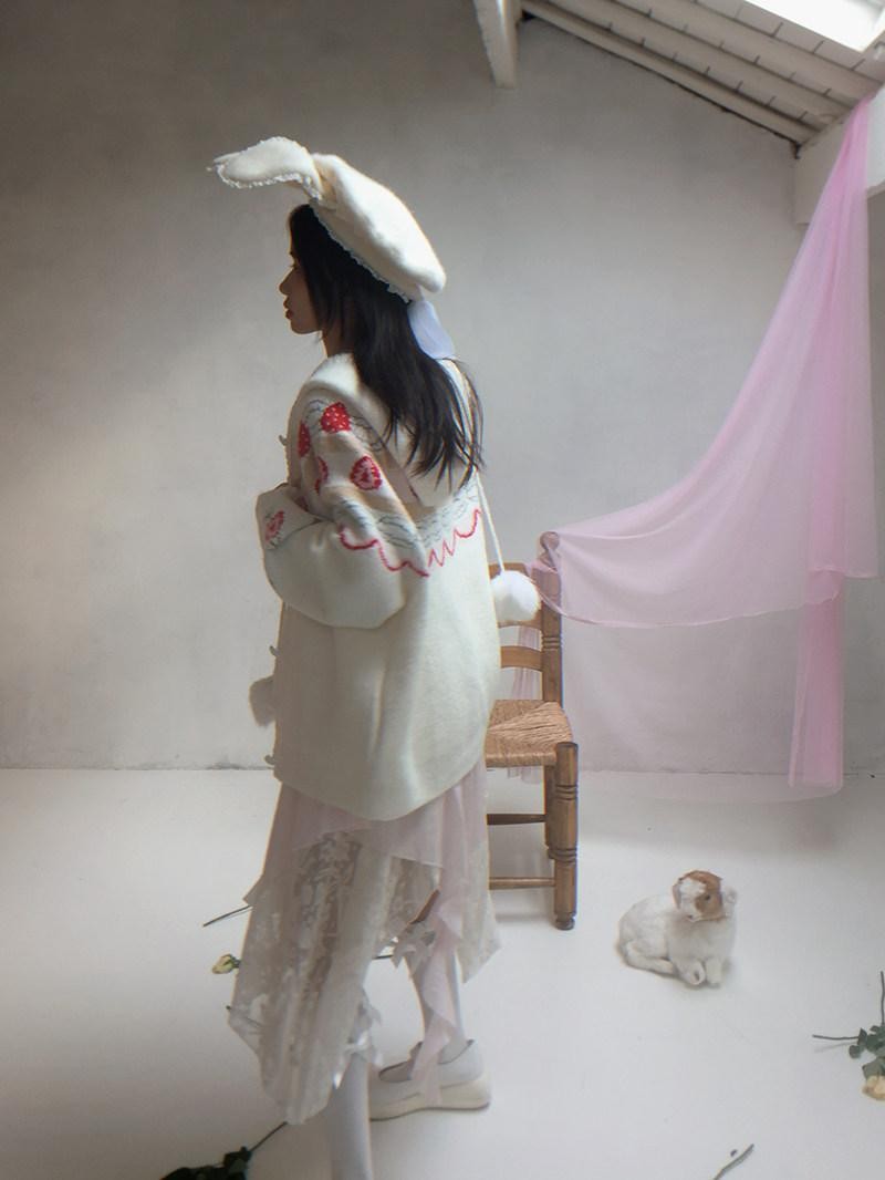 Daytoday Creamy Strawberry Jacquard Hooded Women&