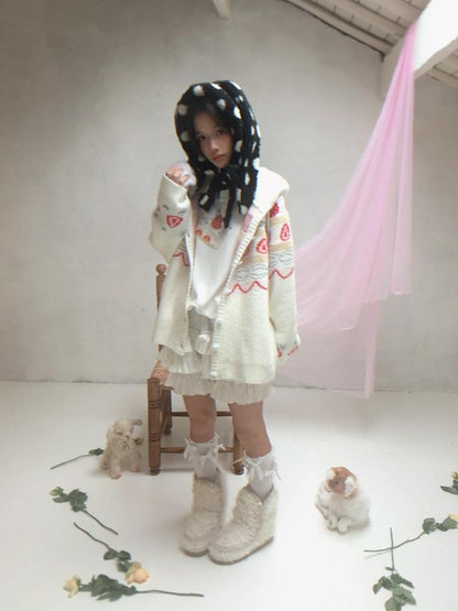 Daytoday Creamy Strawberry Jacquard Hooded Women&