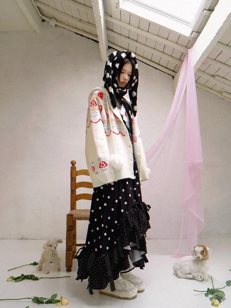 Daytoday Creamy Strawberry Jacquard Hooded Women&