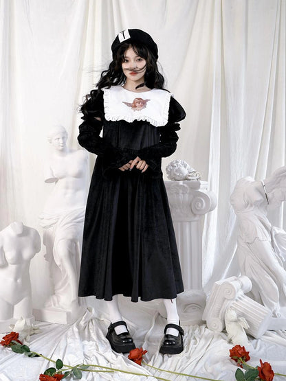 Cross Rose Jacquard Black White Beret