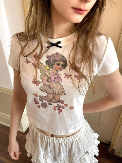 Cute Fairy T Shirt Angel Tears Rude Fish Collab V Neck Long Sleeve