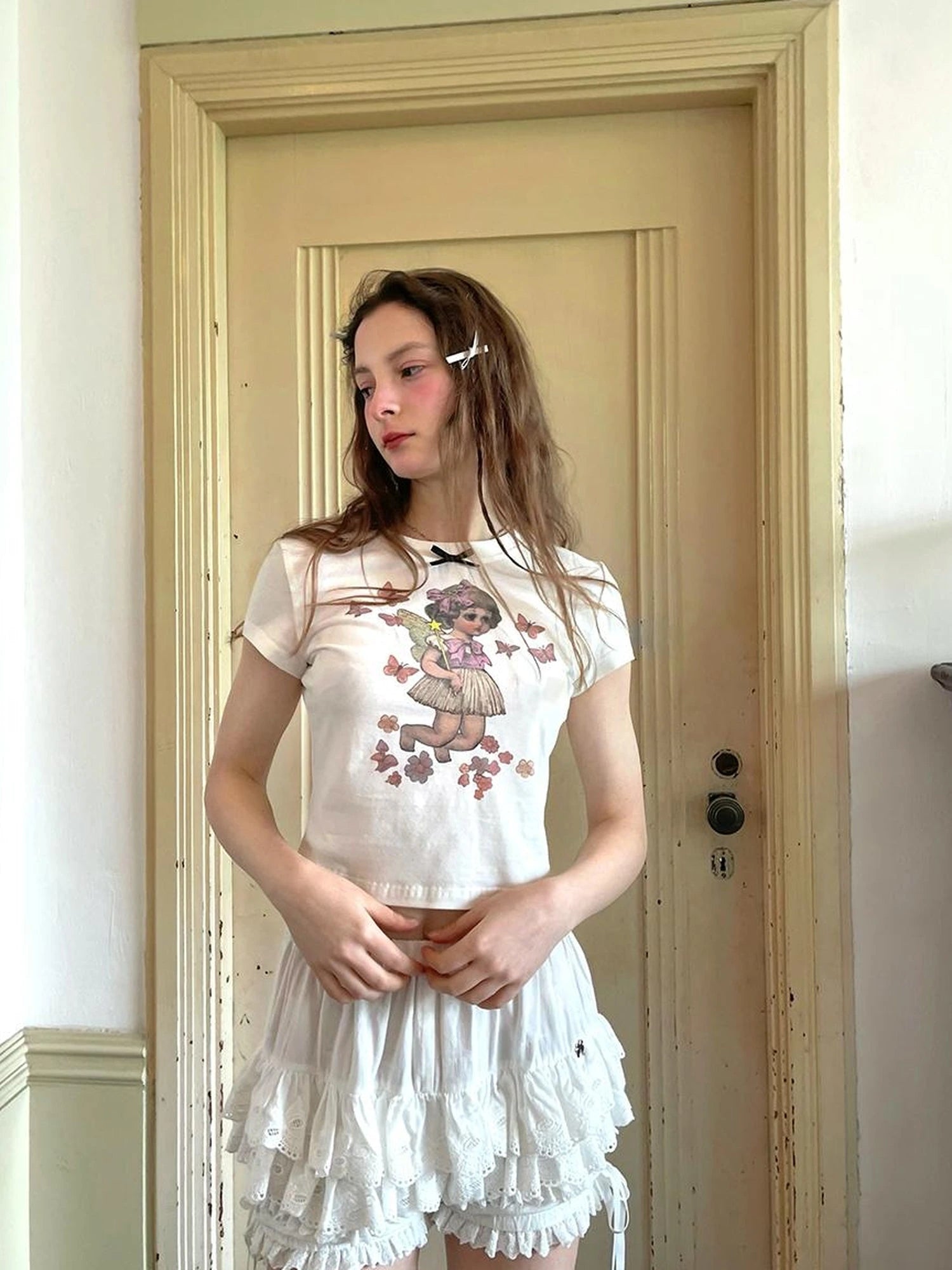 Cute Fairy T Shirt Angel Tears Rude Fish Collab V Neck Long Sleeve