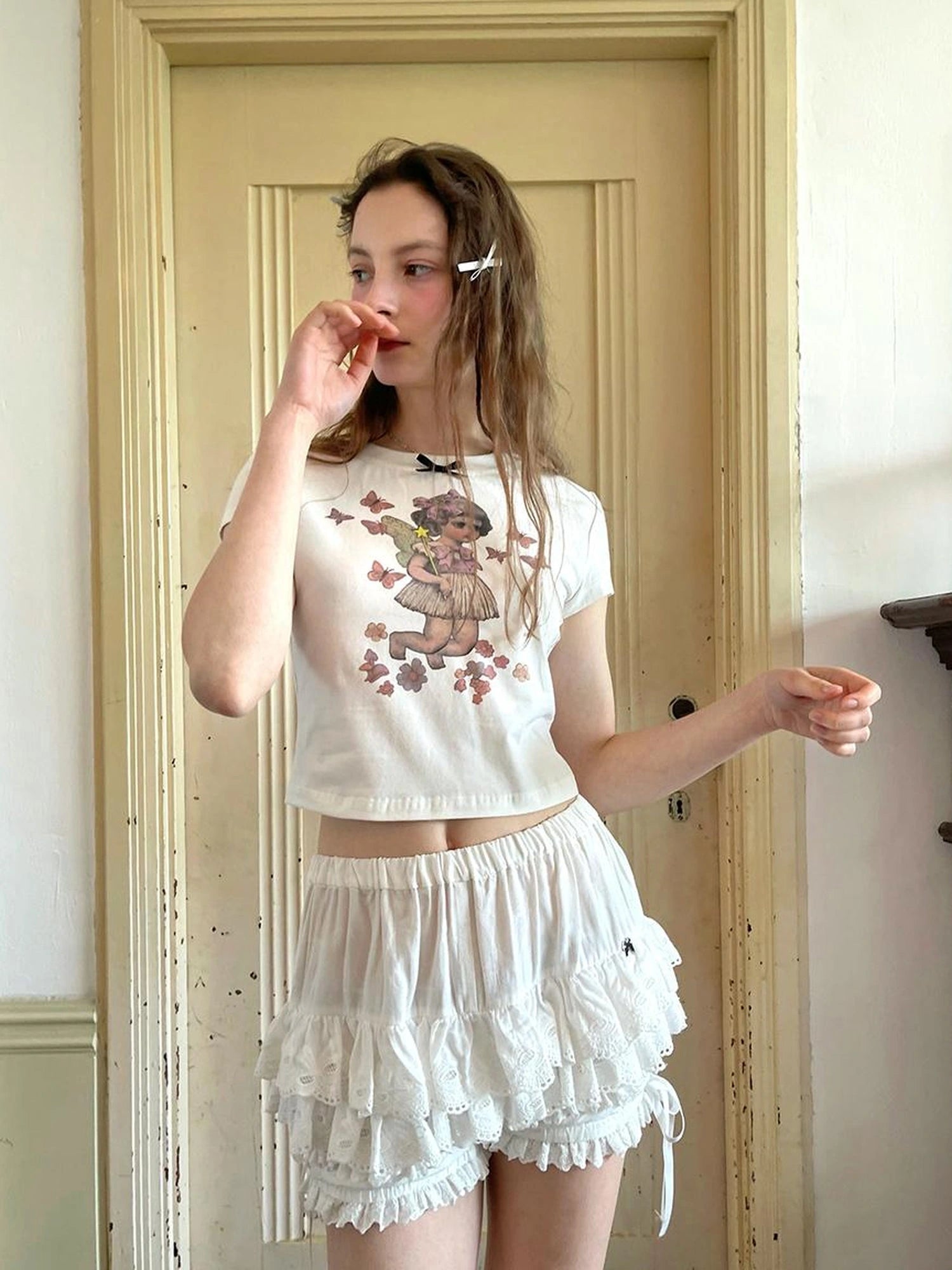 Cute Fairy T Shirt Angel Tears Rude Fish Collab V Neck Long Sleeve