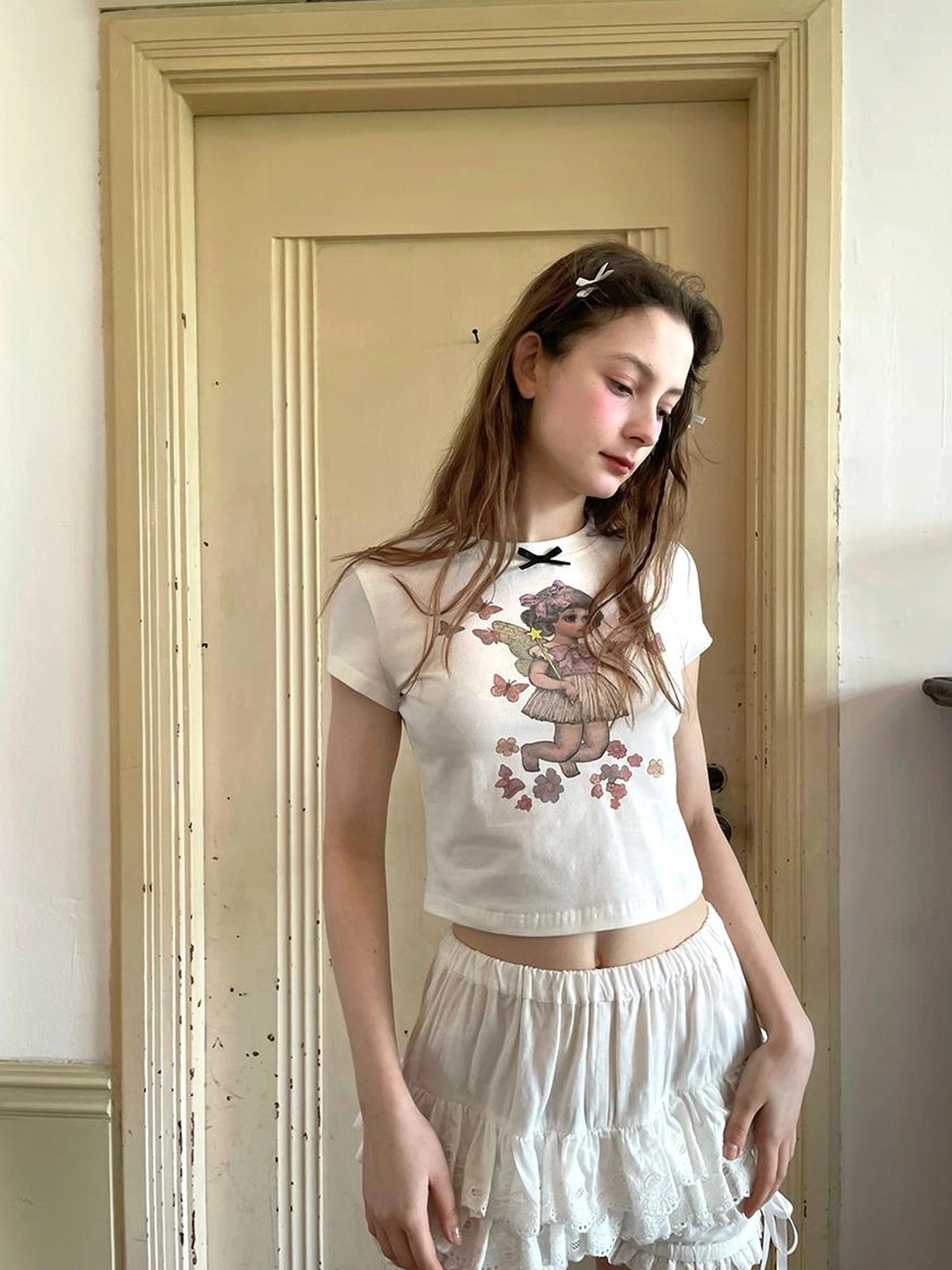 Cute Fairy T Shirt Angel Tears Rude Fish Collab V Neck Long Sleeve