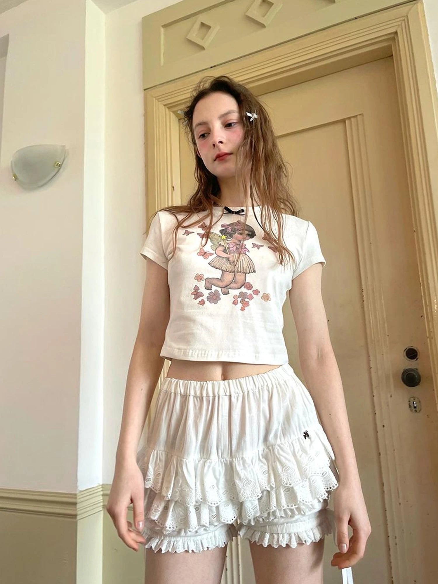 Cute Fairy T Shirt Angel Tears Rude Fish Collab V Neck Long Sleeve