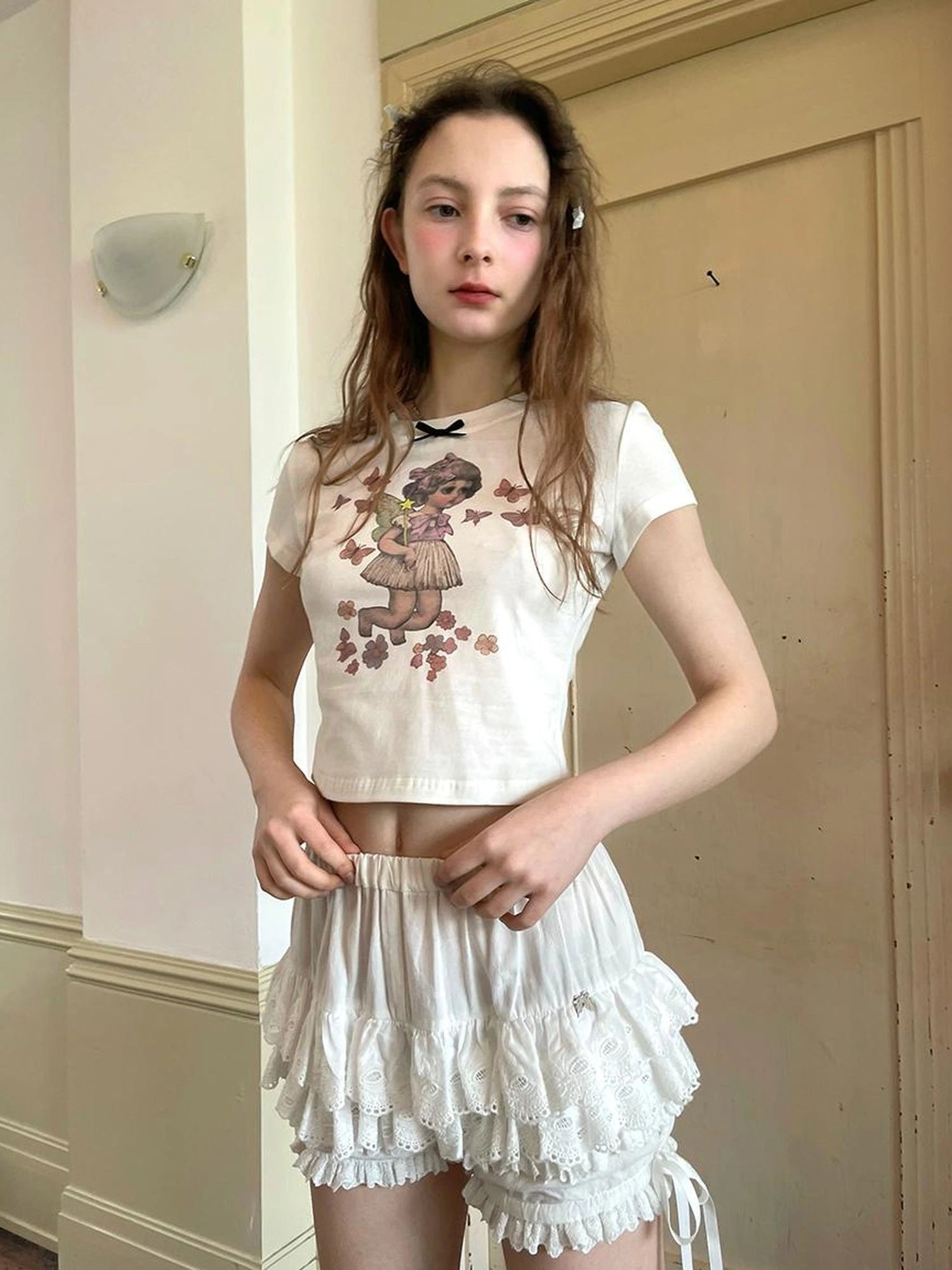 Cute Fairy T Shirt Angel Tears Rude Fish Collab V Neck Long Sleeve