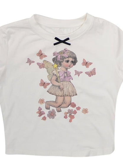 Daytoday Cute Fairy T Shirt Angel Tears Rude Fish Collab V Neck Long Sleeve