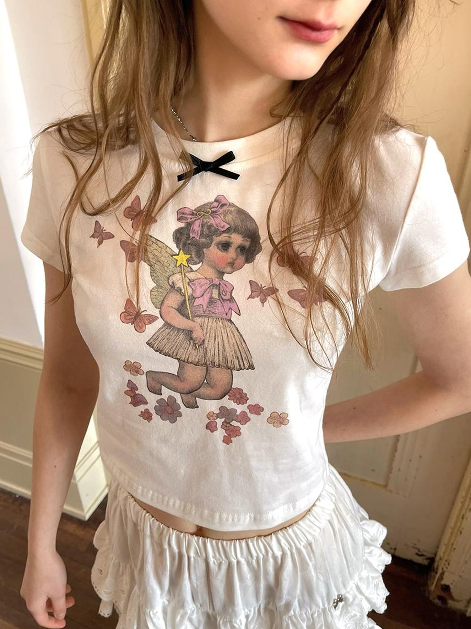 Daytoday Cute Fairy T Shirt Angel Tears Rude Fish Collab V Neck Long Sleeve